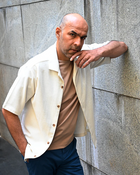 WAFFLE KNIT PREMIUM OVERSHIRT -IVORY